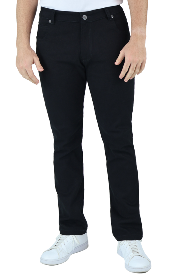 Pantalón De Corte Slim Fit Gabardina Algodón Color Negro Para Caballero